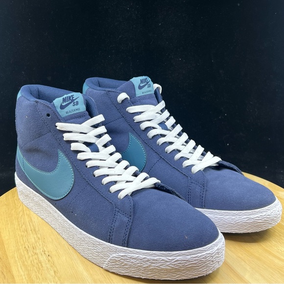 NIKE SB ZOOM BLAZER MID MIDNIGHT NAVY/NOISE AQUA SIZE MEN'S 11.5 [FD0731-400] - Picture 8 of 10